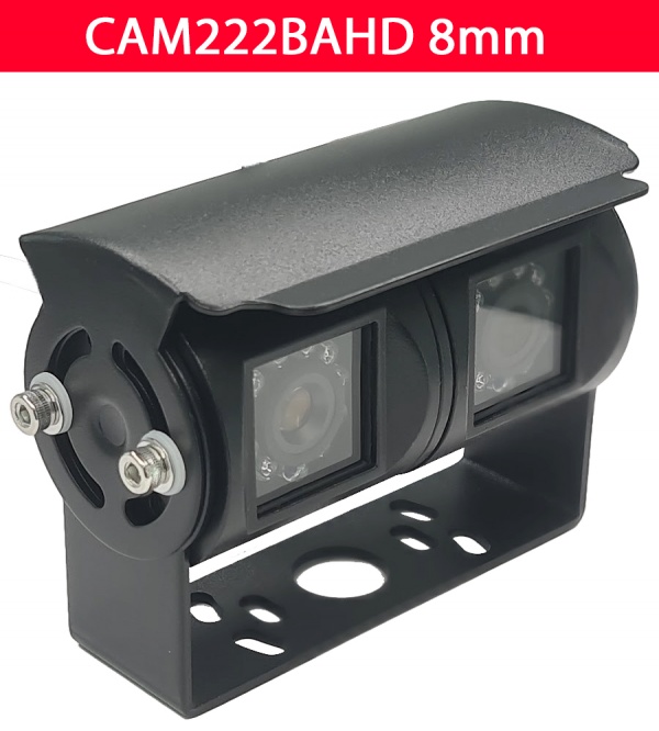 Black 1080P AHD twin lens reversing camera with stainless steel bracket and 8mm disconnect points